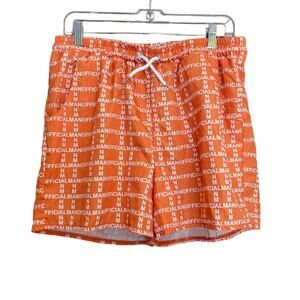 Boohoo Man Printed Logo Swim Trunks Size 2XL Orange‎ Swimwear